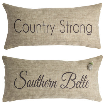 Southern Belle Double Sided Rustic Pillow With Removable Pineapple Pin