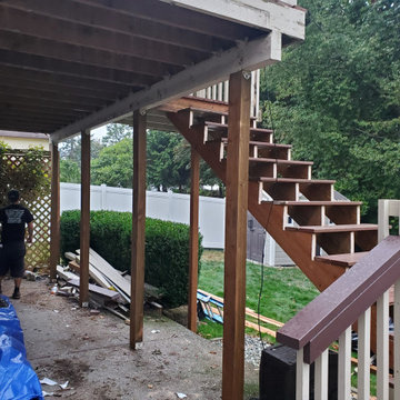 Deck out of level, new stairs and handrails.