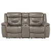 Lexicon Danio Leather Power Double Reclining Love Seat in Brownish Gray