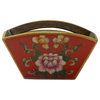 Chinese Red Flowers Wood Square Handle Bucket