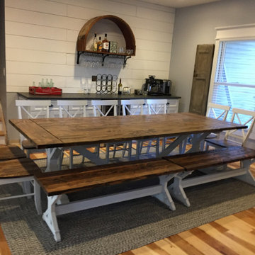 Burnt Meadow X Base Trestle Table Dining Set