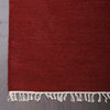 Hand Woven Flat Weave Kilim Wool Area Rug Solid Burgundy