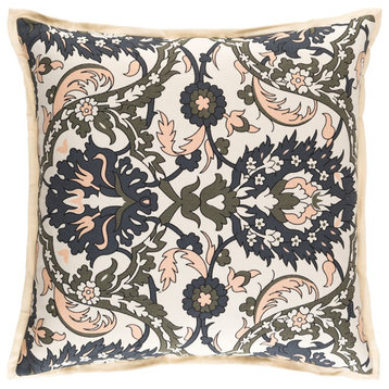 Vincent by Surya Down Pillow, Peach/Dk.Brown/Charcoal, 22' x 22'