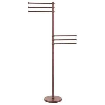 Towel Stand with 6 Pivoting 12" Arms, Antique Copper