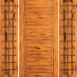 Exterior Prehung Door with Two Sidelites, Knotty Alder Flush - Front Doors