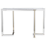 Uttermost - Uttermost Locke Modern Console Table - Modern Glam Console Features An Asymmetrical Dual Toned Stainless Steel Frame Finished In Polished Nickel And Polished Gold With A Clear Tempered Glass Top.