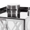 Cecil Outdoor 18" Modern Stainless Steel Lantern, Silver