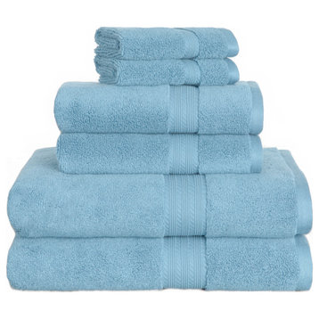 Heirloom Manor Estella Zero Twist Set of 6 Bath Towels, Aquamarine