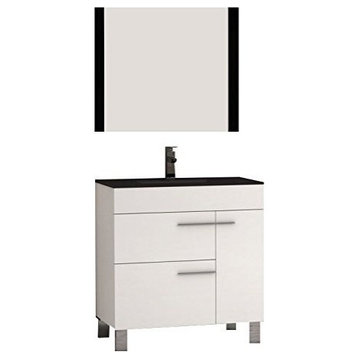 Eviva Cup 31.5" White Modern  Vanity with White Integrated Porcelain Sink