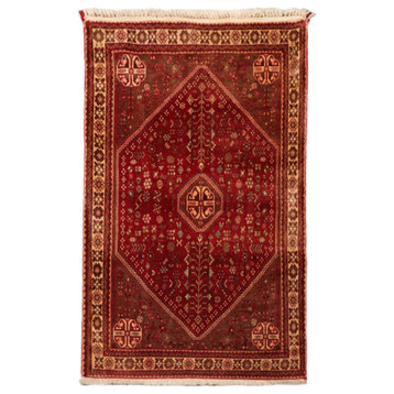 3'4''x5'1'' Hand Knotted Wool 200 KPSI Oriental Area Rug Ruby Color