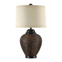 Dark Rattan Table Lamp - Table Lamps