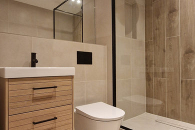 Inspiration for a scandi bathroom in London.