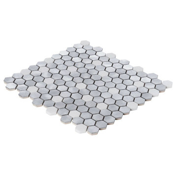 Modket White Marble Aluminum 1" Hexagon Mosaic Tile Backsplash Kitchen TDH44MDR