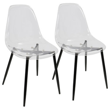 LumiSource Clara Dining Chair, Black and Clear, Set of 2