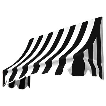 Awntech 7' Nantucket Acrylic Fabric Fixed Awning, Black/White Stripe