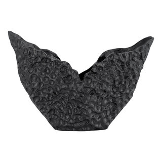 Metal, 16", Hammer Shell Bowl, Black, 16x6x11 inches - Beach Style ...