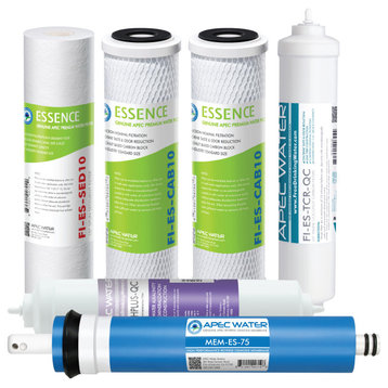 APEC 75 GPD pH+ Complete Replacement Filter Set for ROES-PH75 (Stage 1-6)