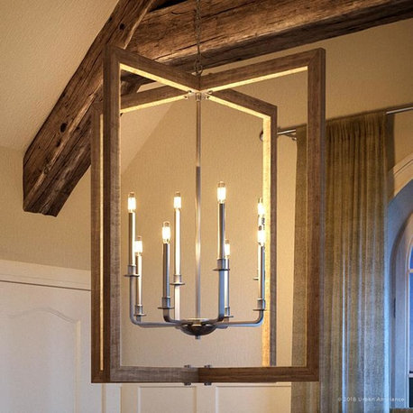 Luxury Modern Farmhouse Chandelier, Brighton Series, Galvanized Steel