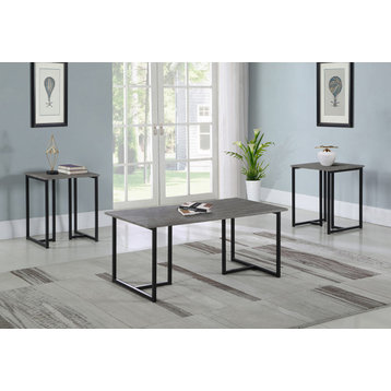 3 Piece Table Set, Weathered Brown and Black