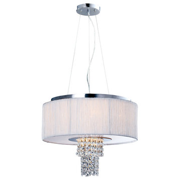 Adrienne 6-Light Stainless Steel, Crystal Chandelier With Plisse Fabric Shade