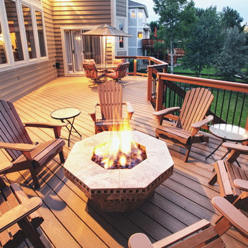 Composite deck with fire pit