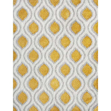 Speers Contemporary Geometric Gold/White Indoor Rectangle Area Rug, 4'x5'