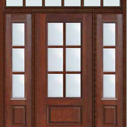 Prehung French Sidelites-Transom Door 80 Fiberglass 3/4 Lite 6 Lite - Patio Doors