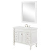 42" Single Bathroom Vanity, Antique White With Ivory White Engineered Marble
