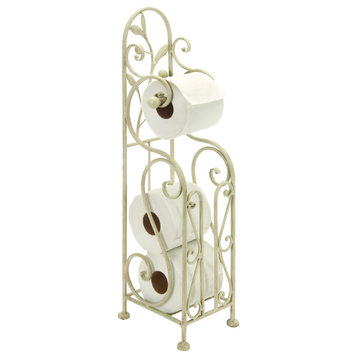 Classic Free Standing Metal Toilet Paper Holder, White
