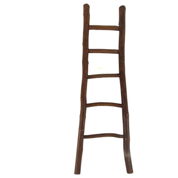 60" H Teak Log Ladder, Mahogany