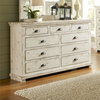 Progressive Furniture Willow 9 Drawer Wood Dresser in Distressed White