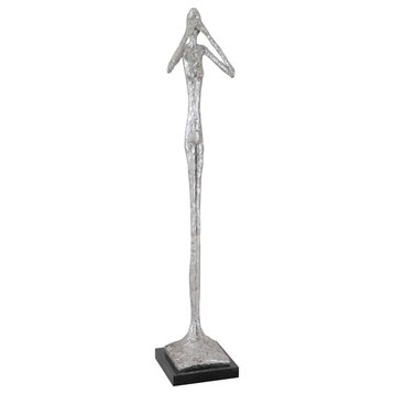 See No Evil Skinny Sculpture, Silver Leaf, Small