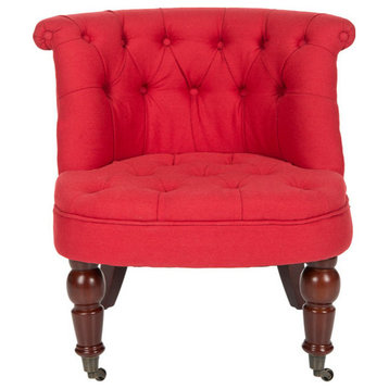Roland Tufted Chair Cranberry/Cherry/Mahogony