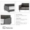 Midcentury Modern Daybed, Linen Upholstery & Tufted Backrest, Gray, Full