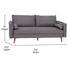 Evie Mid-Century Modern Sofa with Fabric Upholstery & Solid Wood Legs, Stone Gra