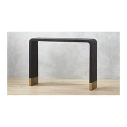 Tyler Leather Console Table With Stitch Detail | CB2 - Side Tables And End Tables
