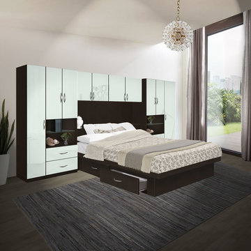 Lincoln 4 Drawer Platform Storage Pier Bed w Matte Headboard
