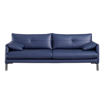 Divo Design Genuine Leather Sofa, Blue