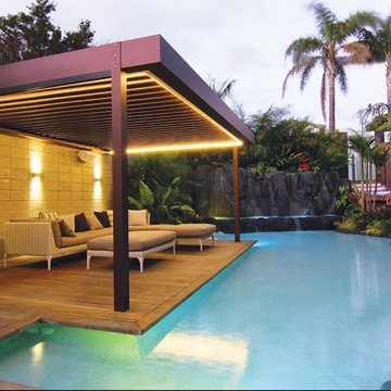 Tindalls Bay Resort Style, Lagoon pool and subtropical planting.