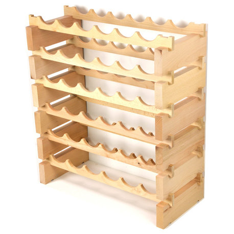 6 Bottle Across Stackable Modular Wine Rack 24-72 Bottles, 36 Bottles 6 Rows
