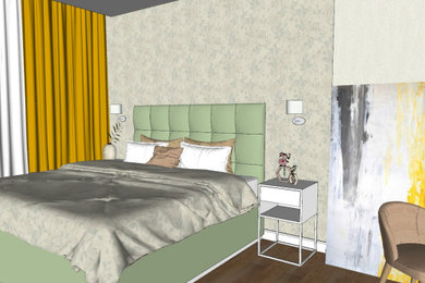 Спальня выполнена в программе Sketchup