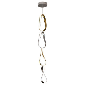 4 Links Vertical Prague Chandelier, Dimmable Adjustable Gold and Chrome