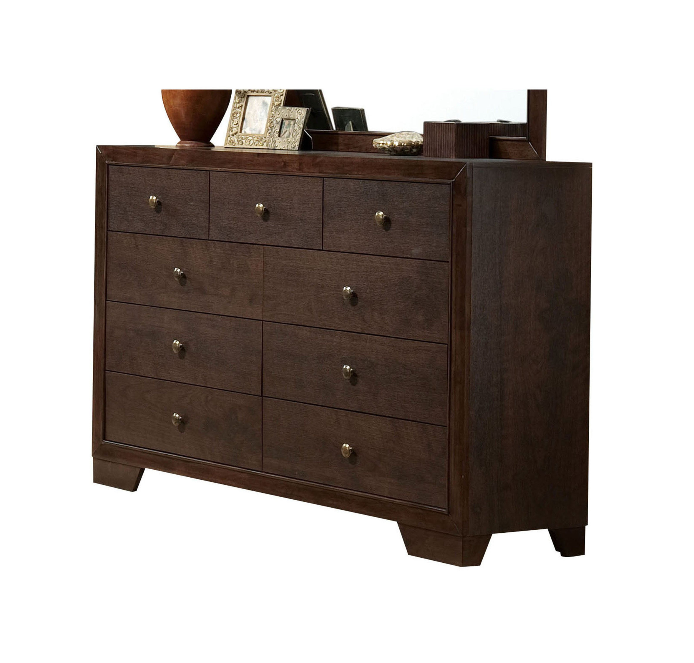 Contemporary Style Wooden Dresser With 9 Drawers, Espresso Brown ...