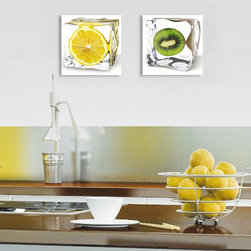 Platin Art's Deco Glass Wall Decor- Iced Fruits - Set of 2 - Wallpaper