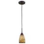 Woodbridge Lighting - Woodbridge Lighting Venezia 1-Light Glass Mini-Pendant in Bronze/Mosaic White - The Venezia collection is a series of hanging lights featuring uniquely colored designer glass. With many color options to choose from, this transitional design can blend in many rooms with different colors and themes.