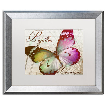 Color Bakery 'Papillon II' Art, Silver Frame, White Matte, 20"x16"