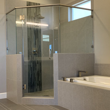 Master tile shower and built-in tub