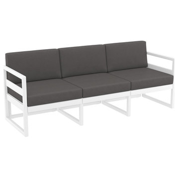 Mykonos Patio Sofa White With Acrylic Fabric Charcoal Cushion