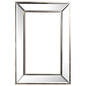 Mirrored Wall Mirror, Distressed Silver