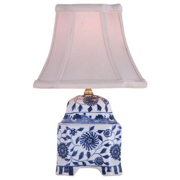 Trellis Flowers Porcelain Table Lamp, Blue and White